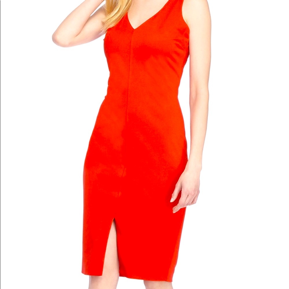 COPY - NWTs The Limited Taylor V Neck Red Sleeveless Sheath Holiday Slit Dress …